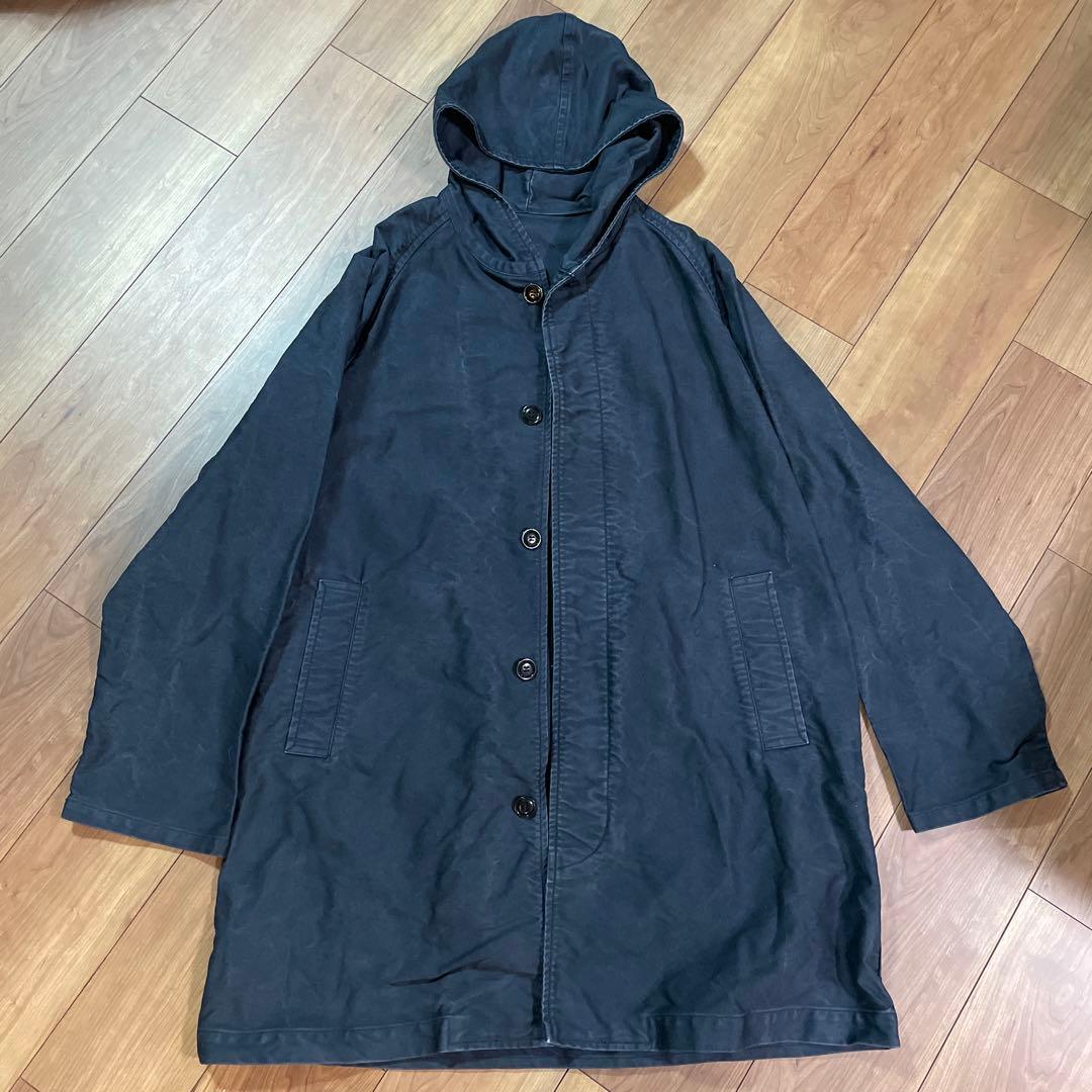 218 confect サルファーダイモールスキンフーデッドコート　ネイビー