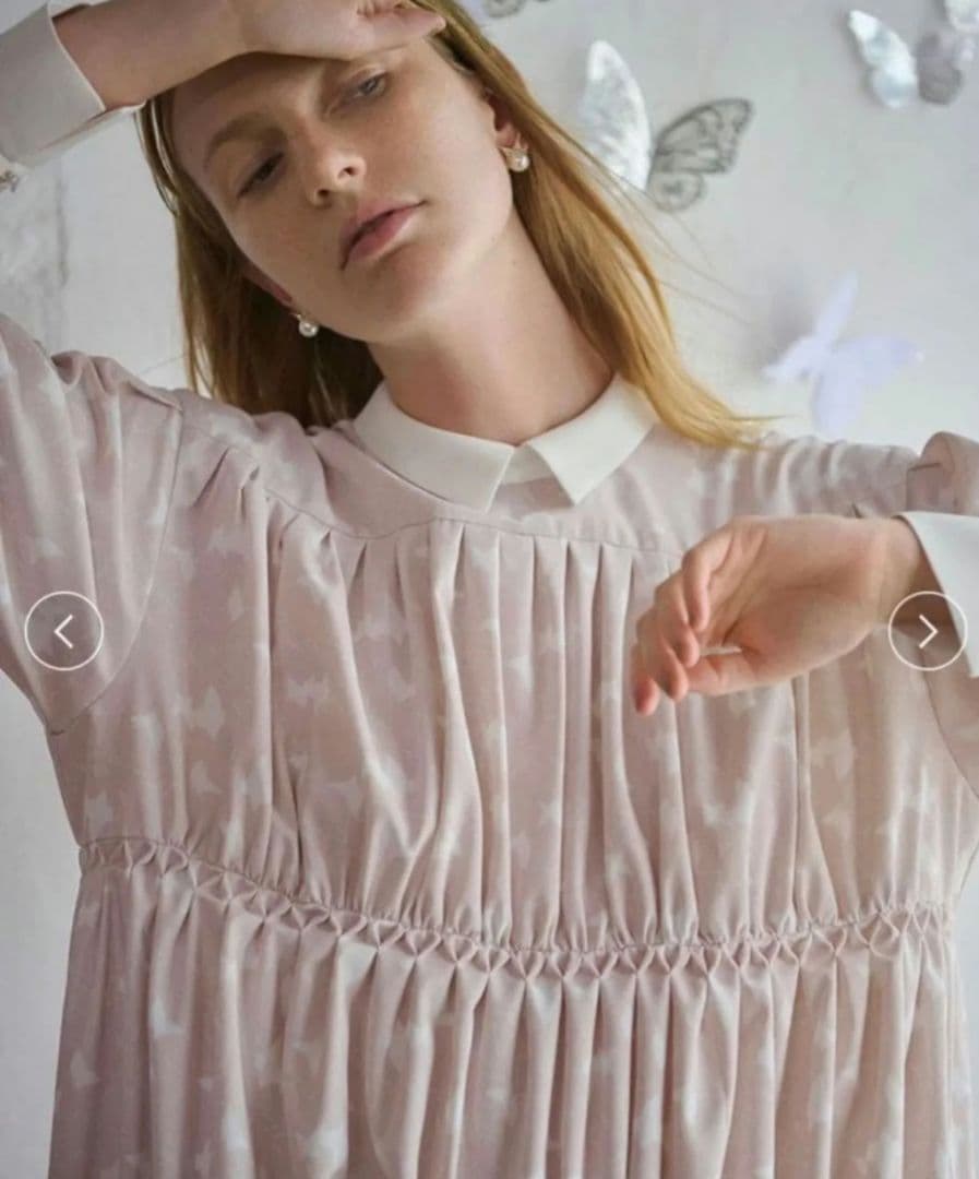 HANAE MORI×CELFORD コラボ襟付きティアードワンピース