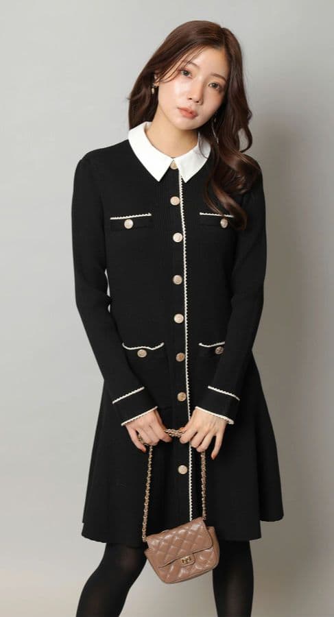 【明日までの出品】アプワイザーリッシェ　衿付2wayニットワンピース