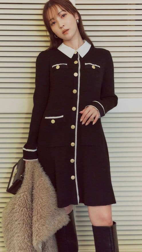 【明日までの出品】アプワイザーリッシェ　衿付2wayニットワンピース