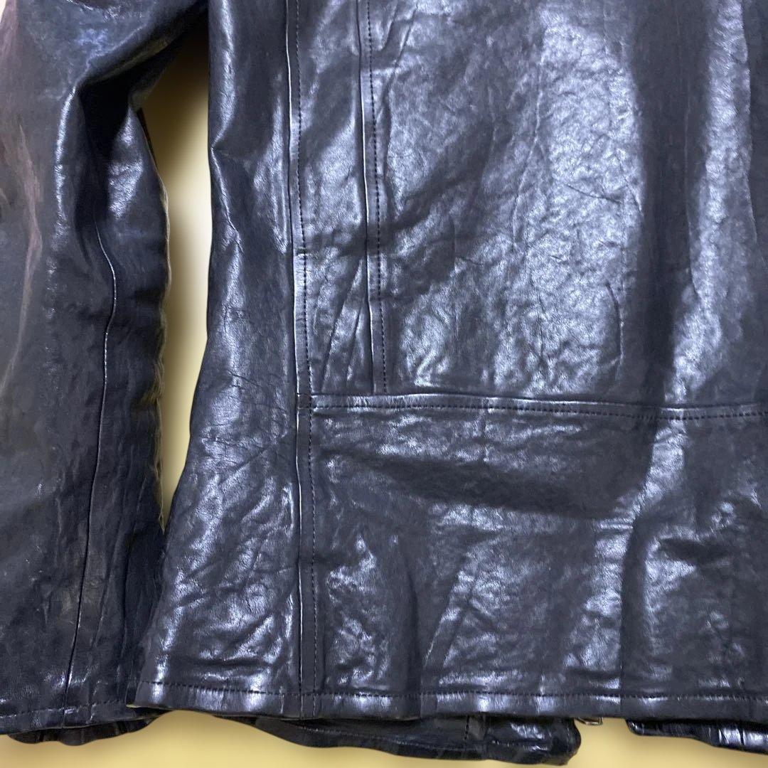 バックラッシュ ジャパンショルダーレザー製品染めシングルライダース