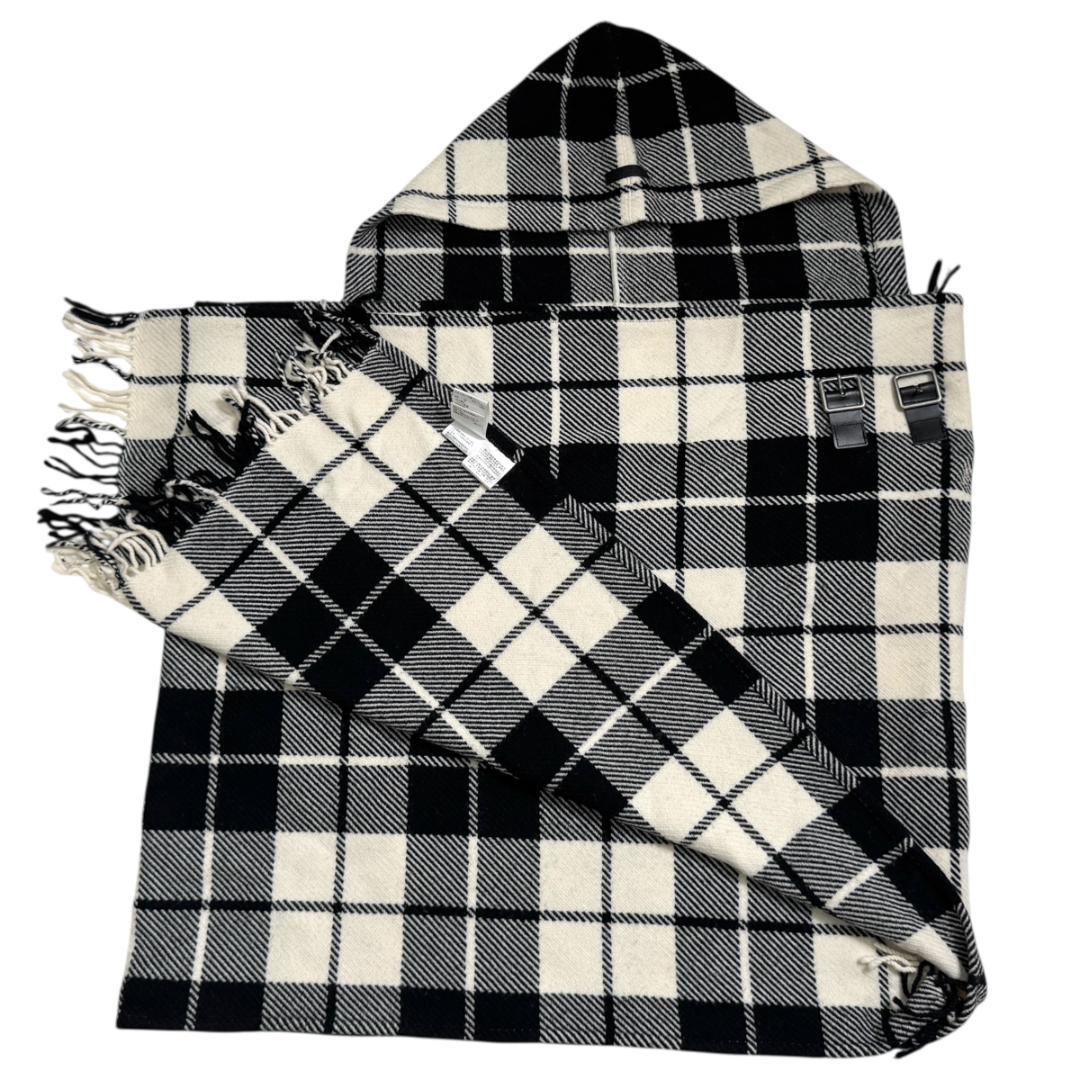 希少　美品　バーバリー　ストール　ポンチョ　ケープ　フード付き　ベルト　チェック