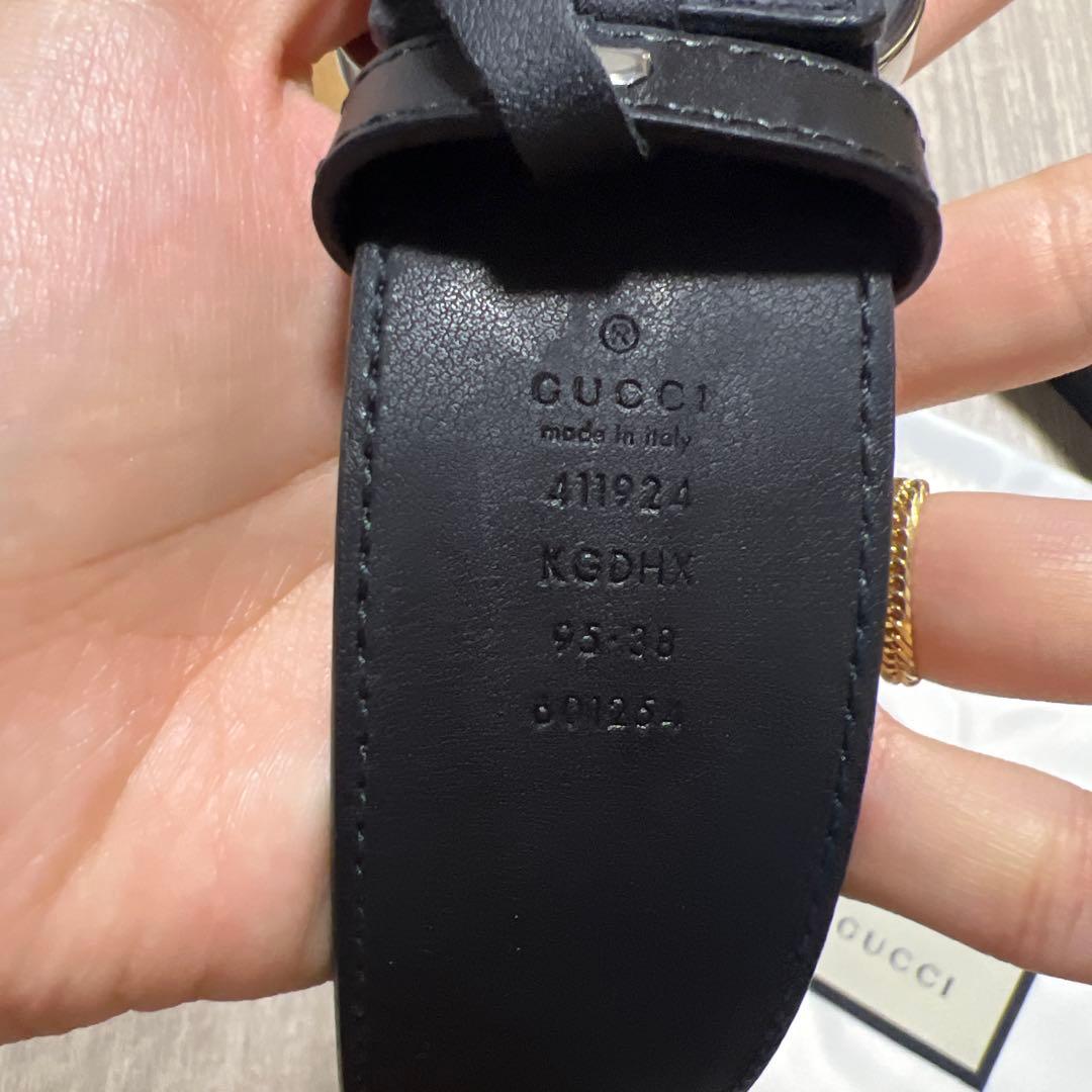 美品！GUCCI 黒 レザーベルト ダブルGロゴ 95cm
