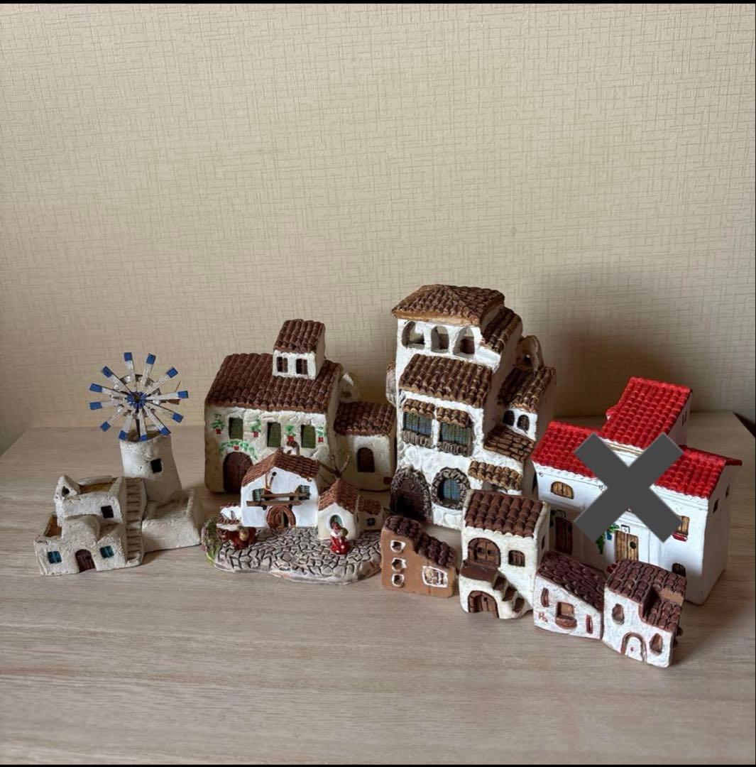 ヨーロッパ 街並み お家 オブジェ 陶器製 土製 家の置物 世界の工芸品