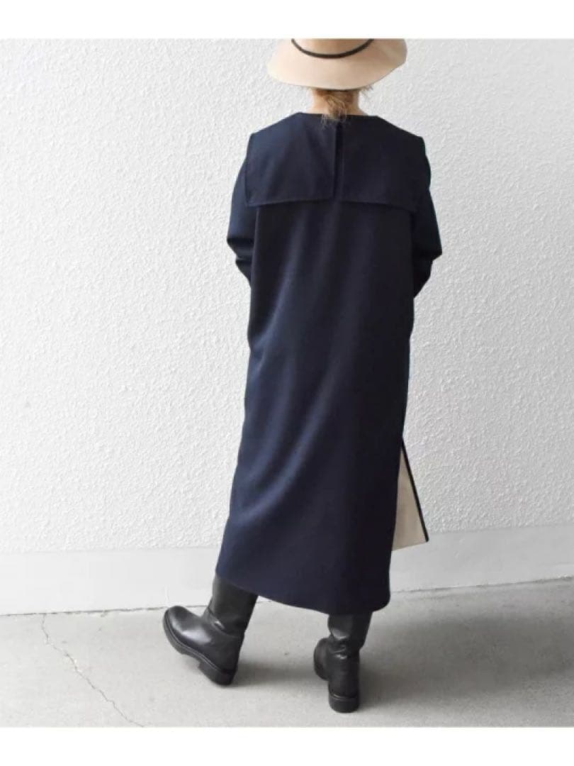 【新品未使用】ships any セーラーカラーウールツイルWポケットワンピース