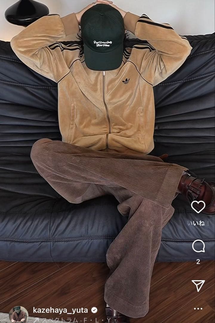 新品S⭐️adidas アディカラー ブラウンベロア トラックトップ ゆーすけ着用