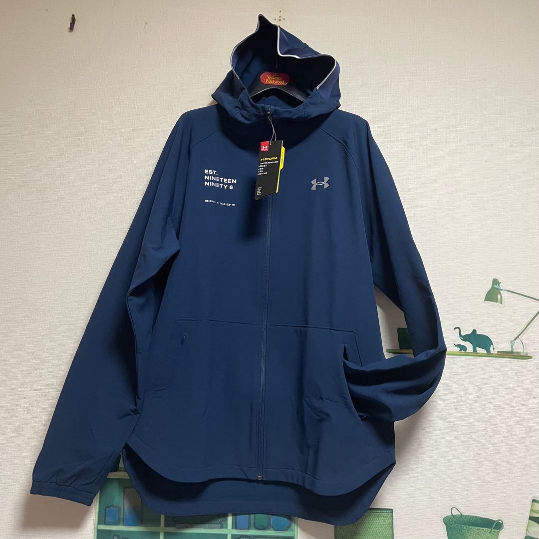 新品　アンダーアーマー ビッグロゴ&マーク入りパーカーブルゾン「LGサイズ」