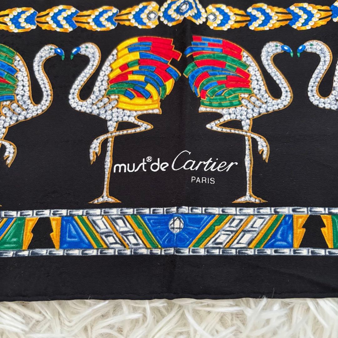 Cartier カルティエ シルクスカーフ 宝石 フラミンゴ モチー