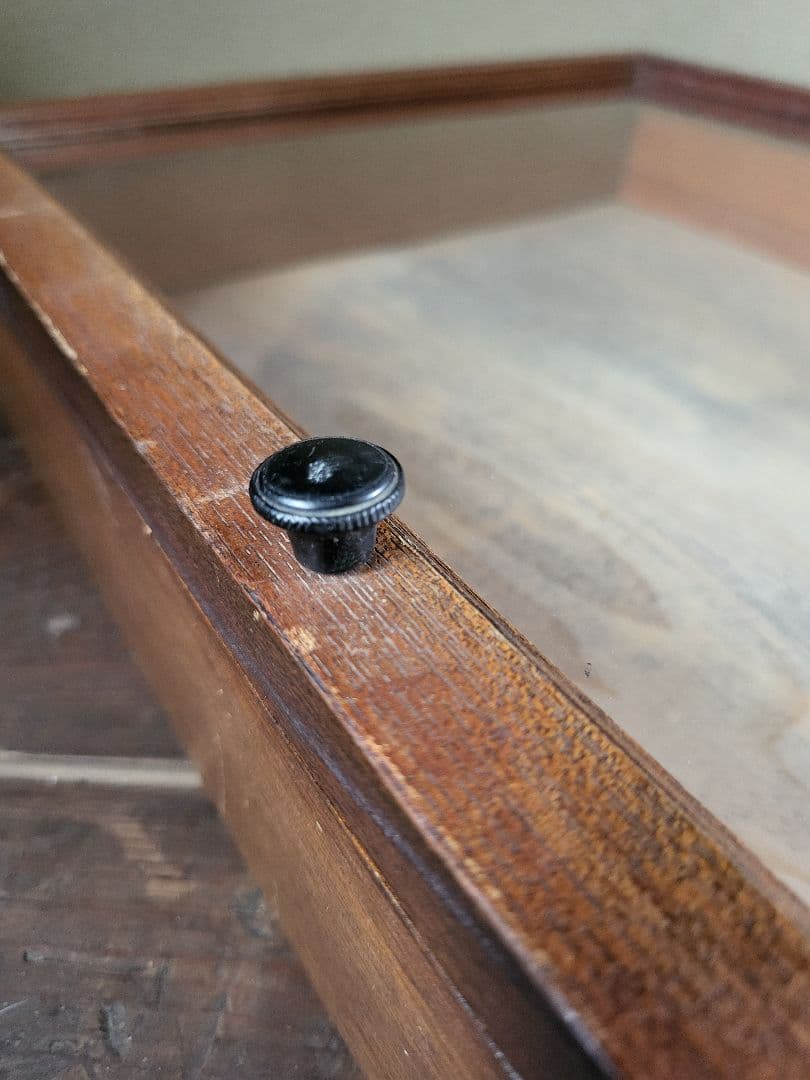 ガラスケース　ショーケース　木製　ゆらゆらガラス　レトロ　アンティーク