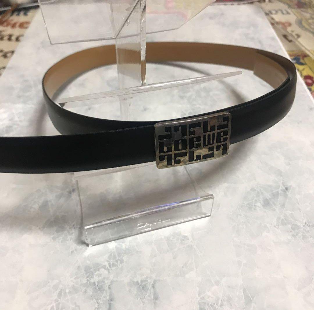 ロエベ　革ベルト　黒　ロゴデザイン　希少