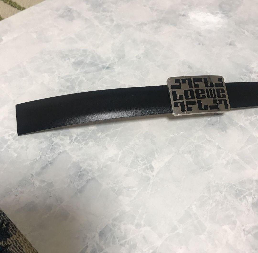 ロエベ　革ベルト　黒　ロゴデザイン　希少