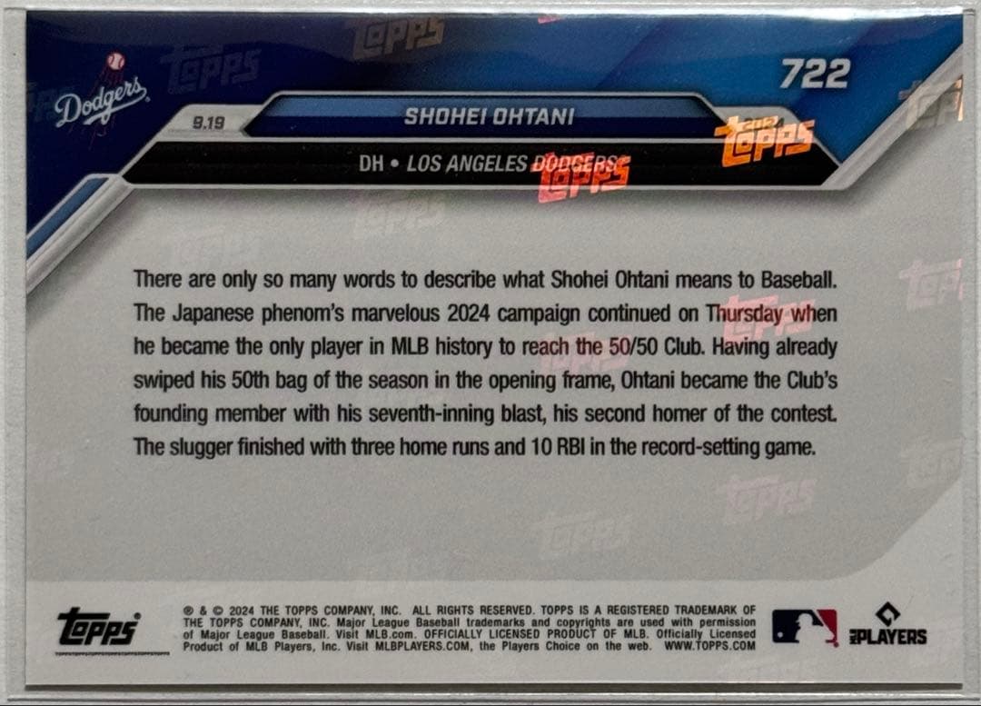 ★Topps Now 大谷翔平 史上最速 50ホームラン50盗塁 ５枚セット★