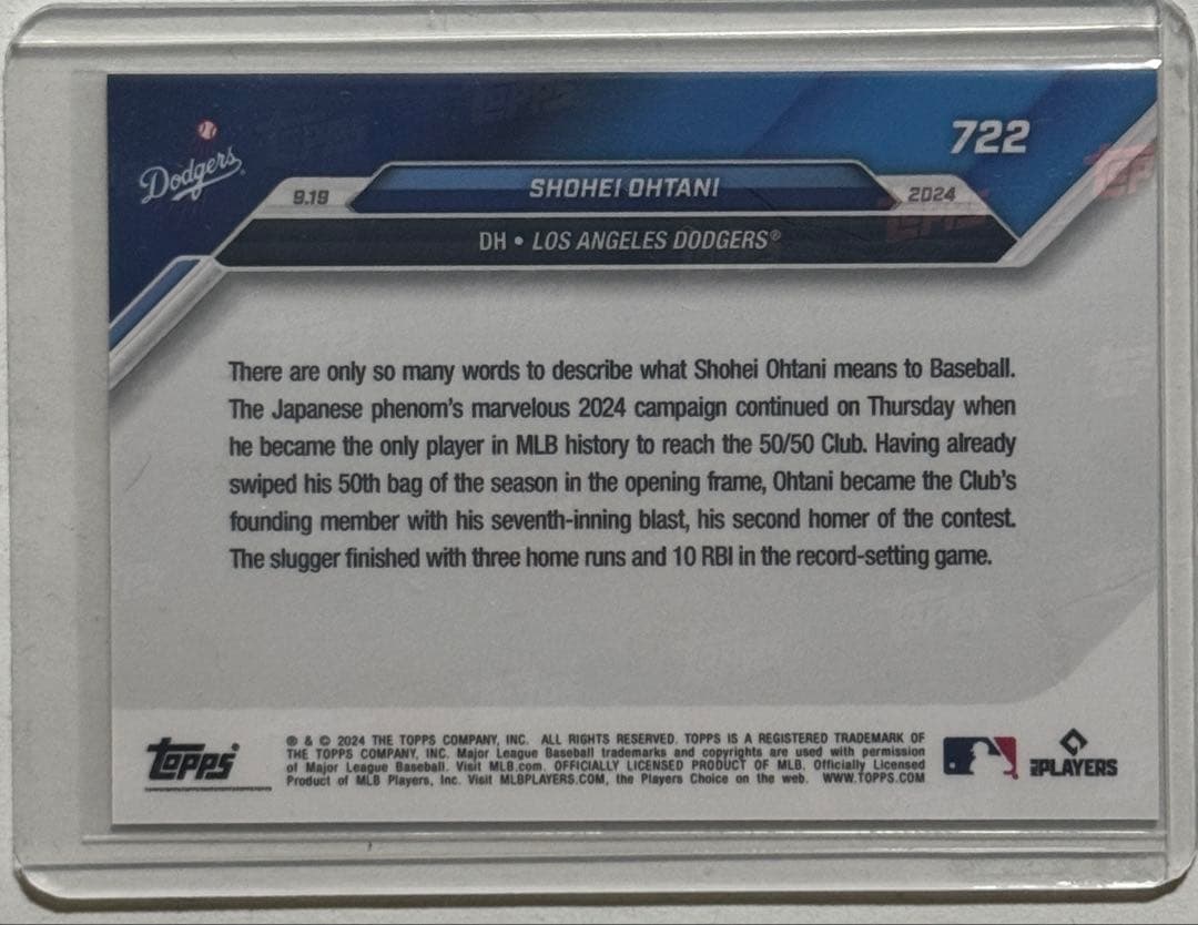 ★Topps Now 大谷翔平 史上最速 50ホームラン50盗塁 ５枚セット★