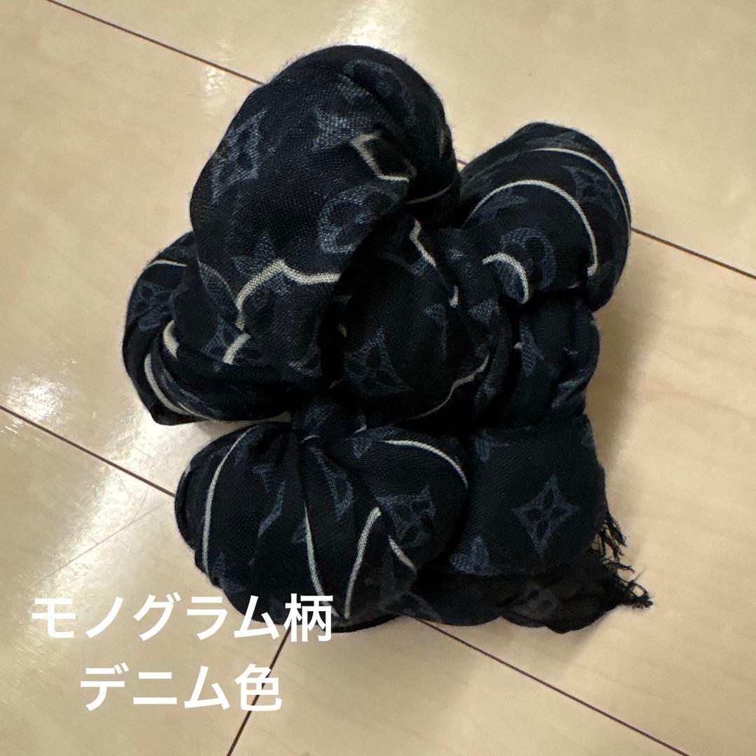 ルイヴィトン レオパード カシミア・シルク シワ加工 大判ストール USED