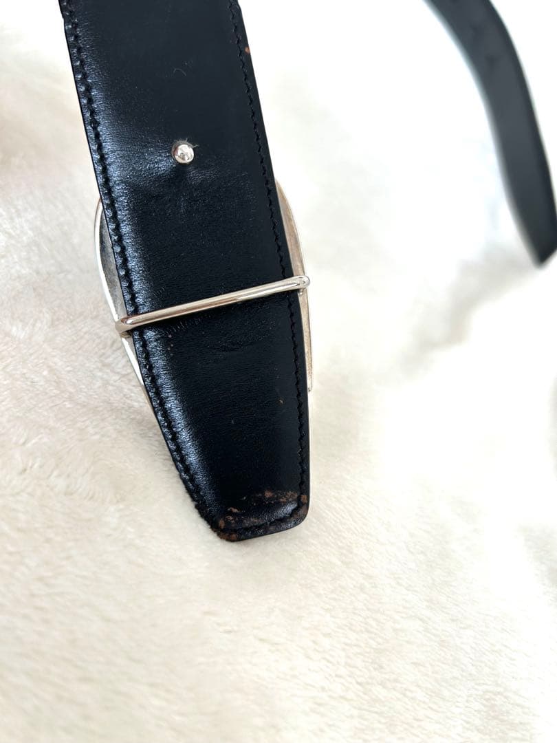 GUCCI グッチ　レディース　革ベルトリバーシブル シルバー　ダークブラウン