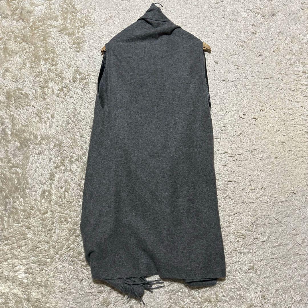 ロゥタス カシミアファブリックフリンジショールジレ HEATHER