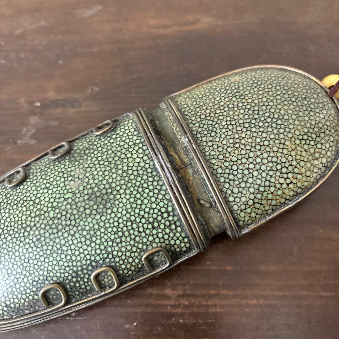 李朝時代後期 眼鏡匣 鮫皮 朝鮮王朝 アンティーク 韓国骨董 古道具 清朝