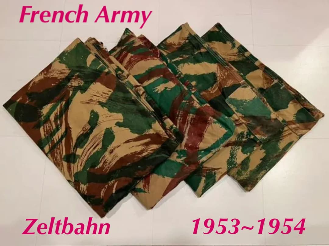 ②50s フランス軍 リザードカモ ポンチョテント ツェルトバーン 実物 軍幕