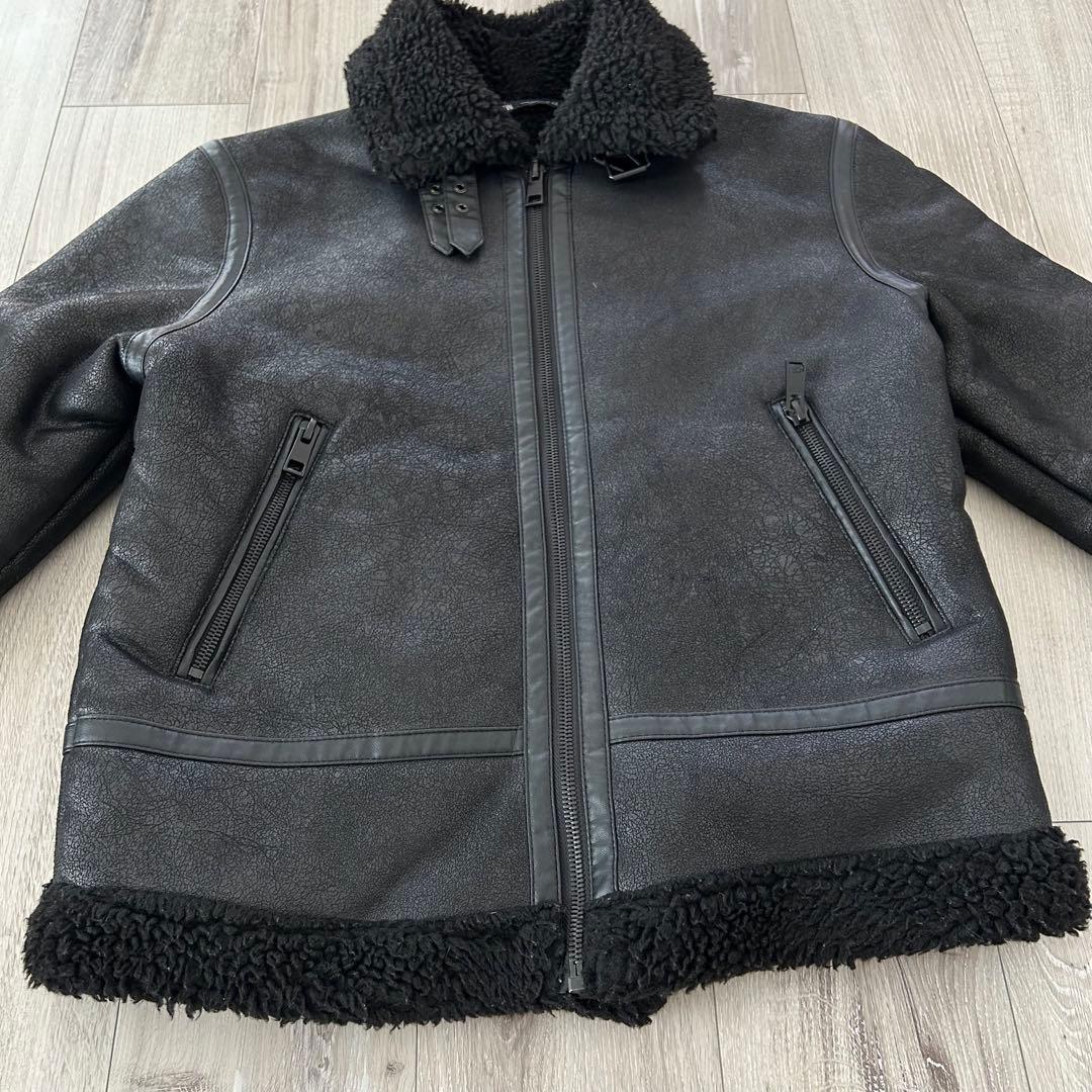 ZARA ザラ フェイクムートン B3 フライトジャケット M ブラック ボア