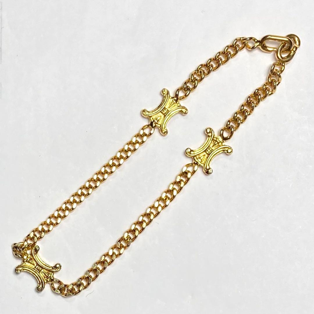 CELINE セリーヌ　ブレスレット　バングル　トリオンフ　金　ヴィンテージ