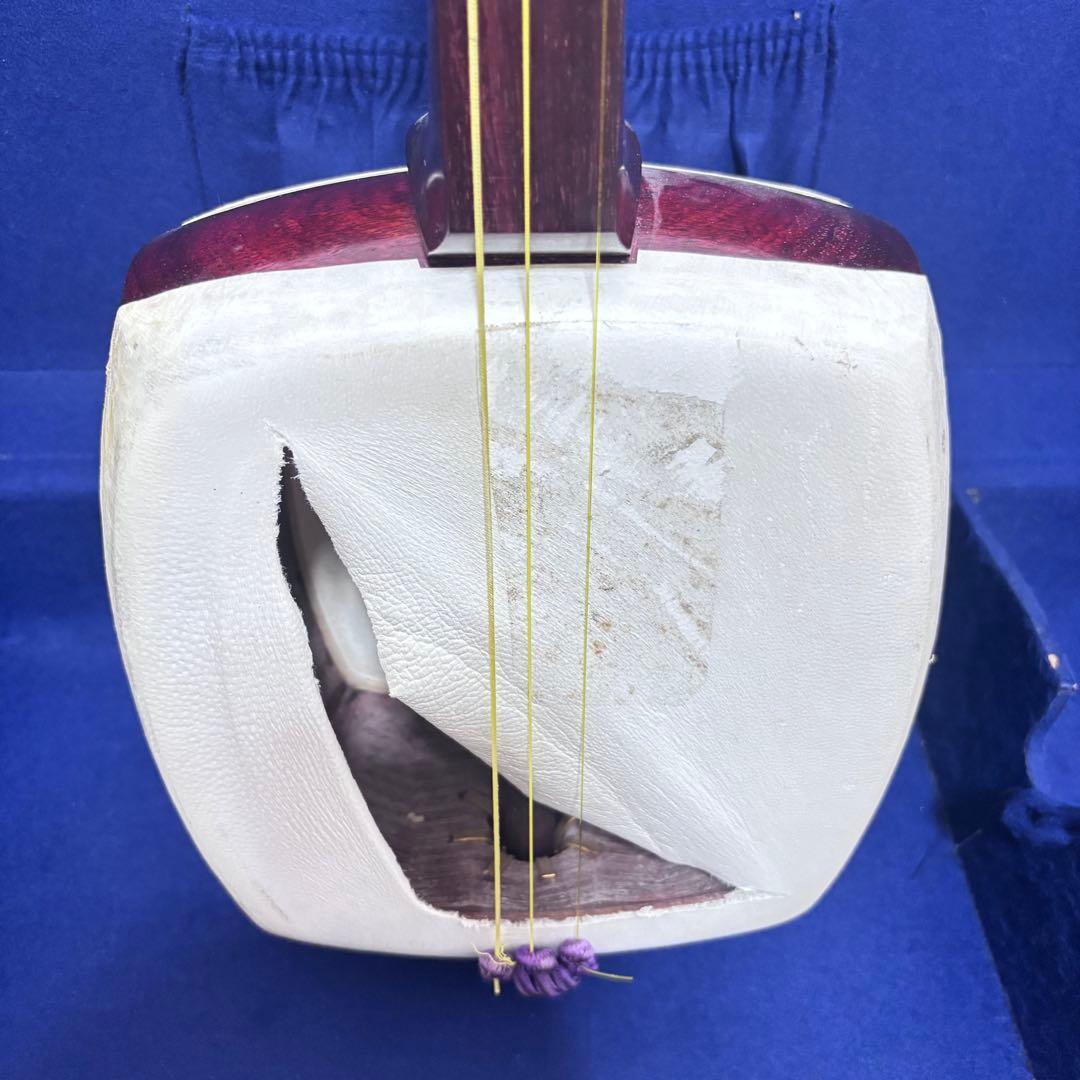 ■ 津軽三味線 子持 綾杉彫 紅木 二枚溝