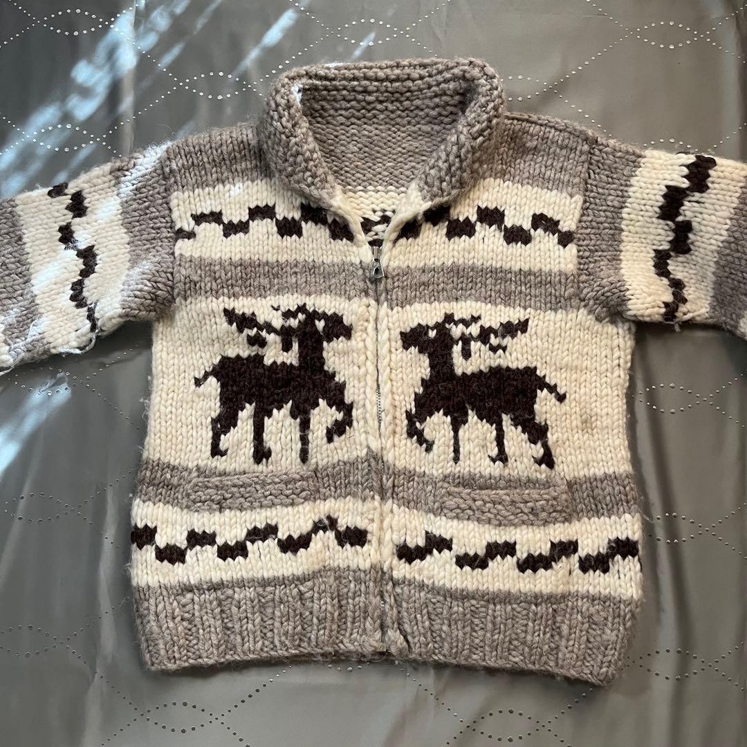 古着 70s60s カウチンニット ヴィンテージ ハンドメイド 鹿柄 ローゲージ