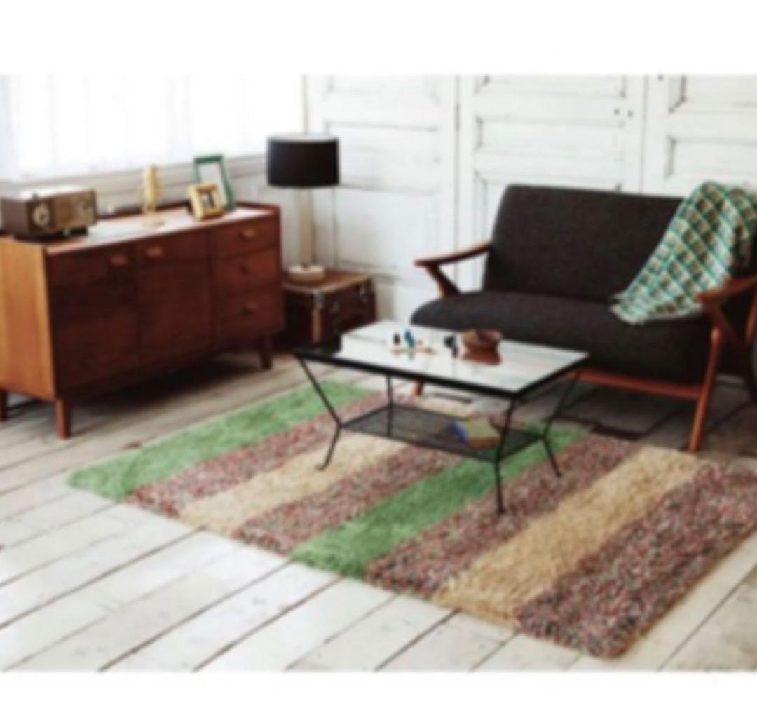 unico “EDDY” ガラス×アイアン ローテーブル 黒 透明 鉄