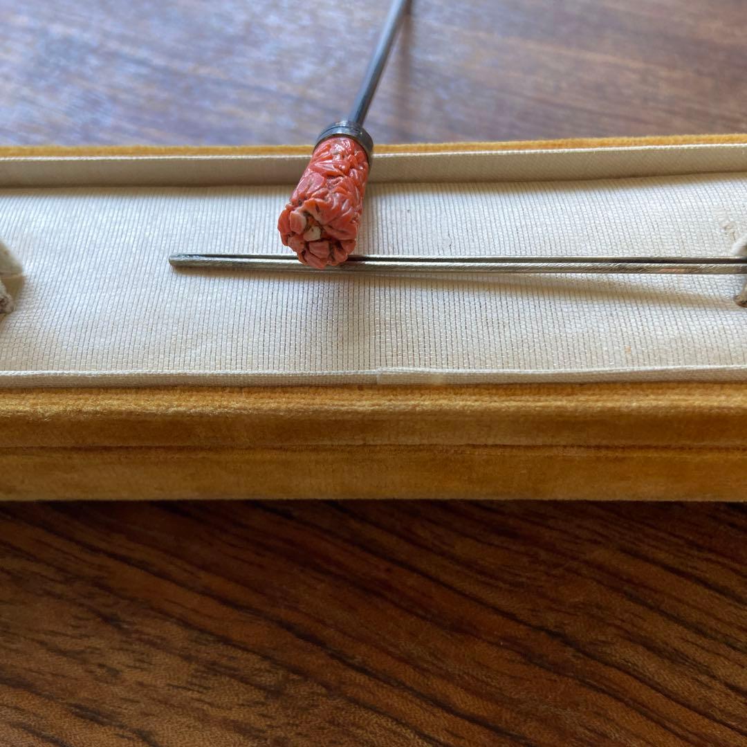 w*e様 アンティーク　珊瑚細工簪の装飾品