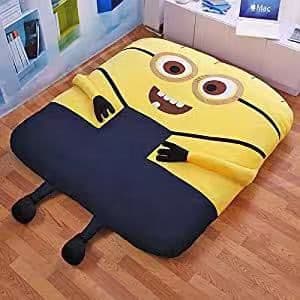 値下げミニオンシングル折りたたみベッド 寝袋 可愛デザイン ふわふわ マットレス