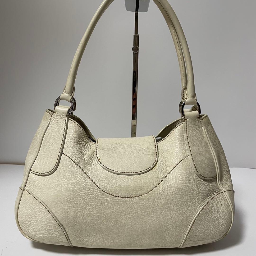 ■美品■ PRADA ハンドバッグ　ワンショルダー アイボリー　レザー