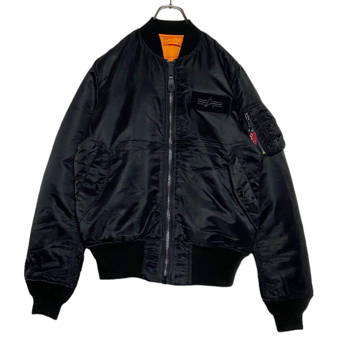 ALPHAアルファ フライトジャケット ma1 黒 M バックプリント 美品