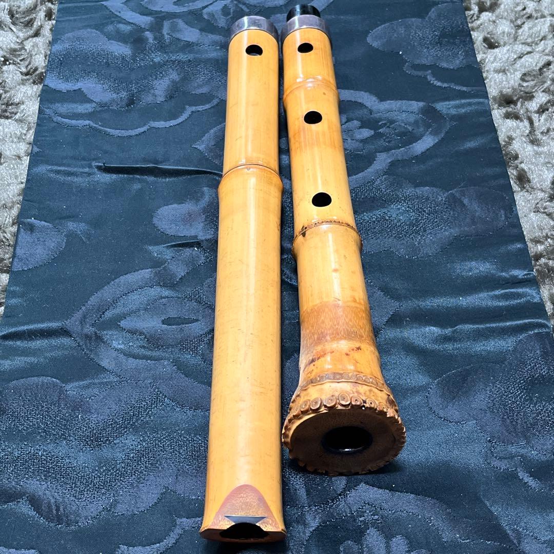 尺八 琴古流 在銘 二尺一寸管 銀巻き 【音出し確認済み】
