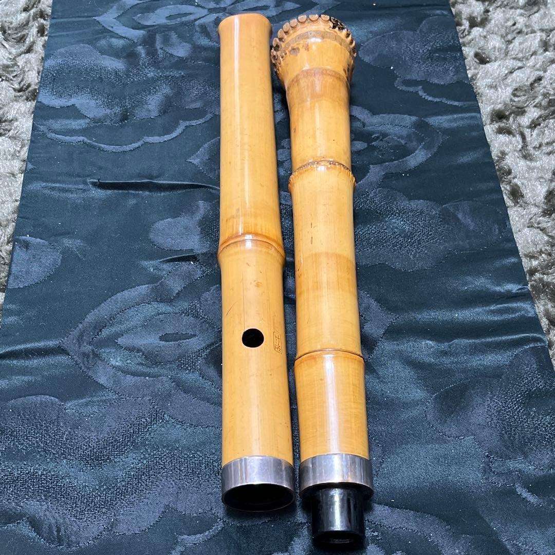 尺八 琴古流 在銘 二尺一寸管 銀巻き 【音出し確認済み】