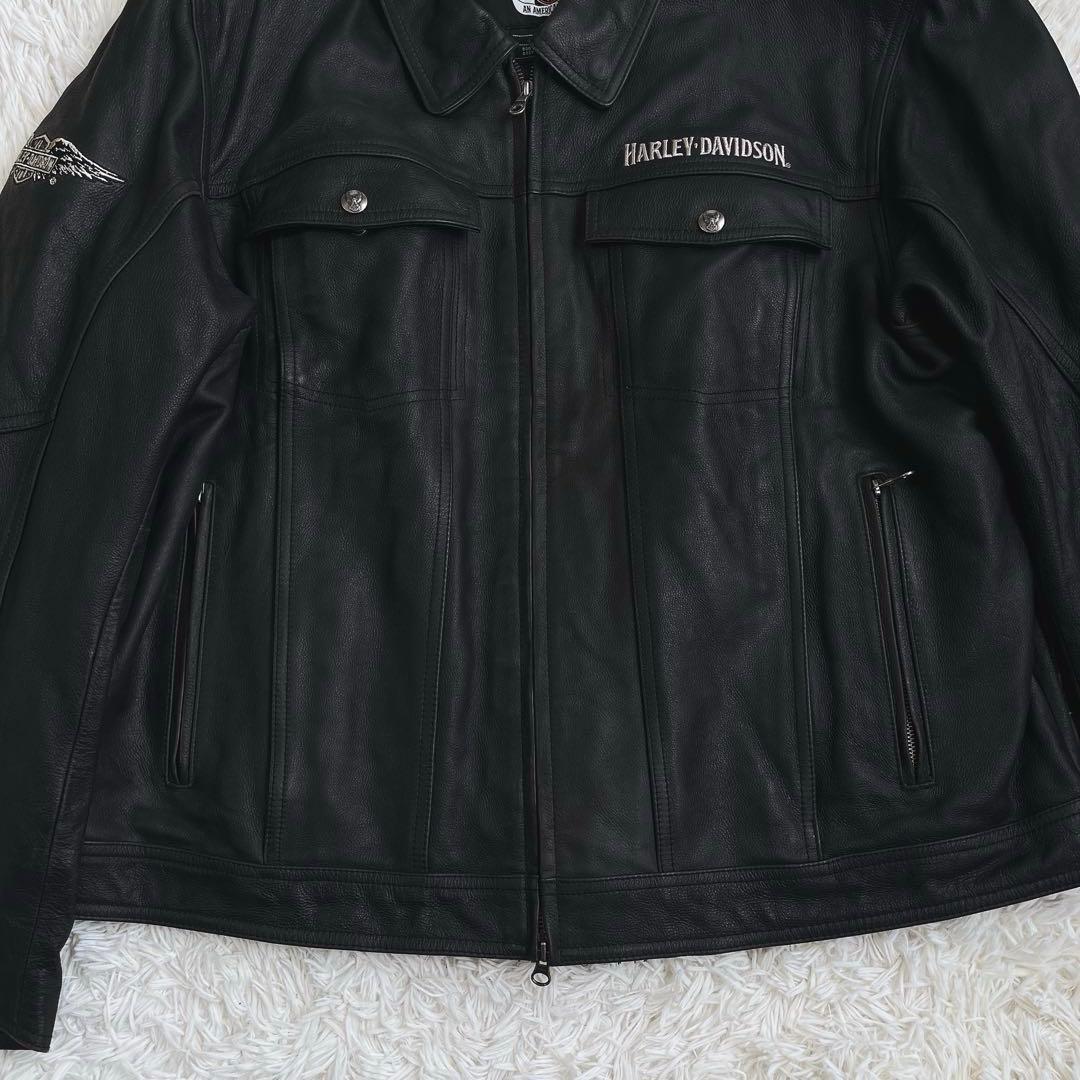 希少サイズ✨Harley-Davidson レザージャケット 刺繍 ライダース