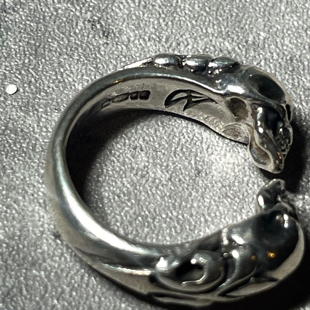 14号 CRAZY PIG TWO SKULLS RING silver925 - メルカリ