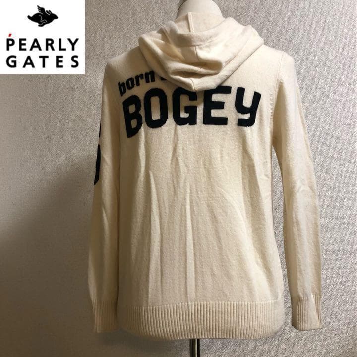 カシミア100% ダブルジップ ニット パーカー アイボリー サイズ1