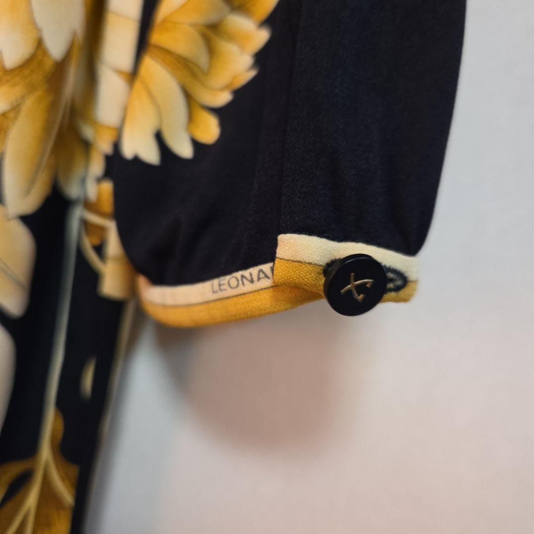 美品★LEONARD★ 花柄 長袖 ひざ丈ワンピース