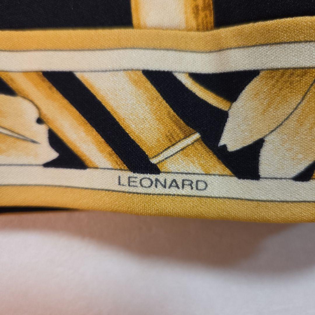 美品★LEONARD★ 花柄 長袖 ひざ丈ワンピース