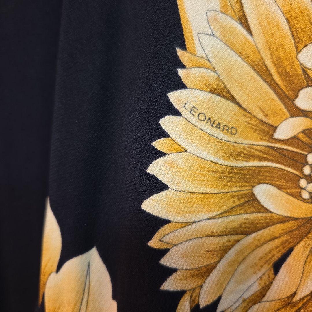 美品★LEONARD★ 花柄 長袖 ひざ丈ワンピース