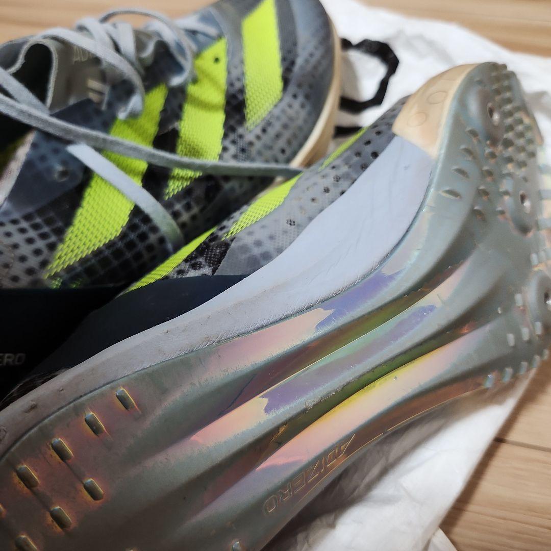 アディゼロプライムSP2 27cm 陸上スパイクシューズ グレー/イエロー