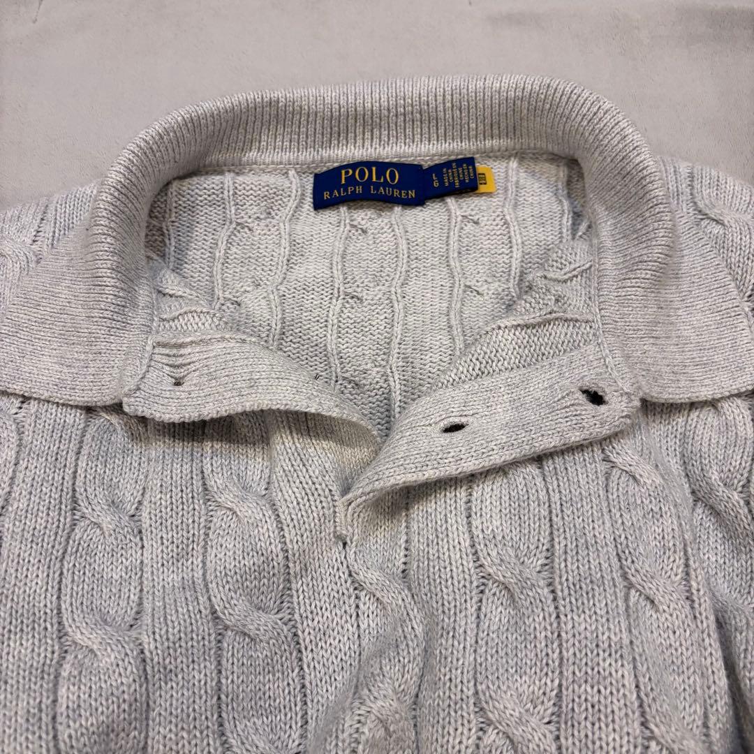 【美品】ラルフローレン　コットンケーブルニット　襟付きセーター