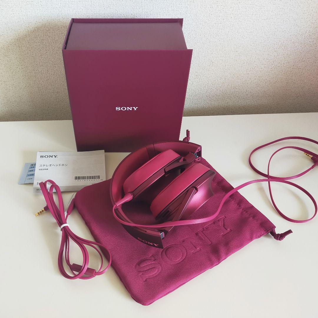 【美品】SONY ヘッドフォン h.ear on MDR-100Aボルドーピンク