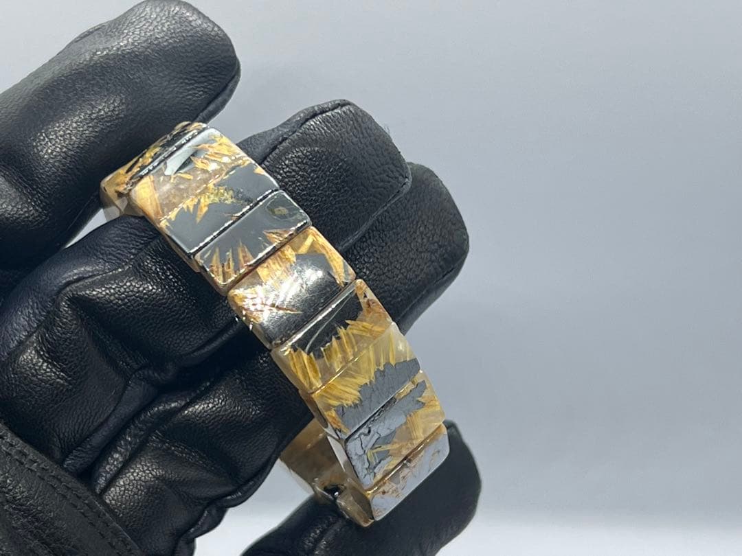 ひ*よ様 ①ゴールドルチルクォーツ太陽放射ルチルバングルブレスレット