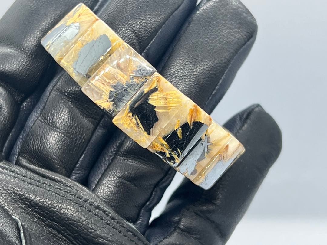 ひ*よ様 ①ゴールドルチルクォーツ太陽放射ルチルバングルブレスレット