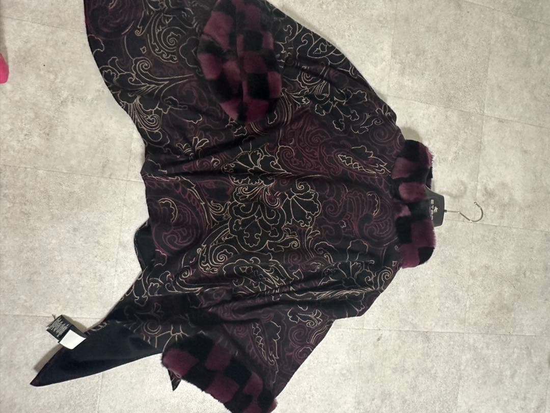 ETRO パープル 花柄 ポンチョ・ケープコート