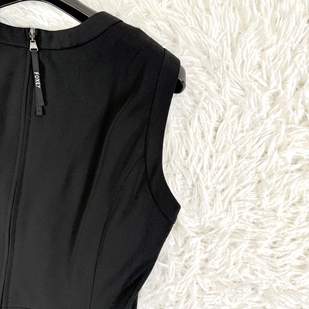 美品 フォクシーニューヨーク ドレス ローレル ノースリーブワンピース XL 黒