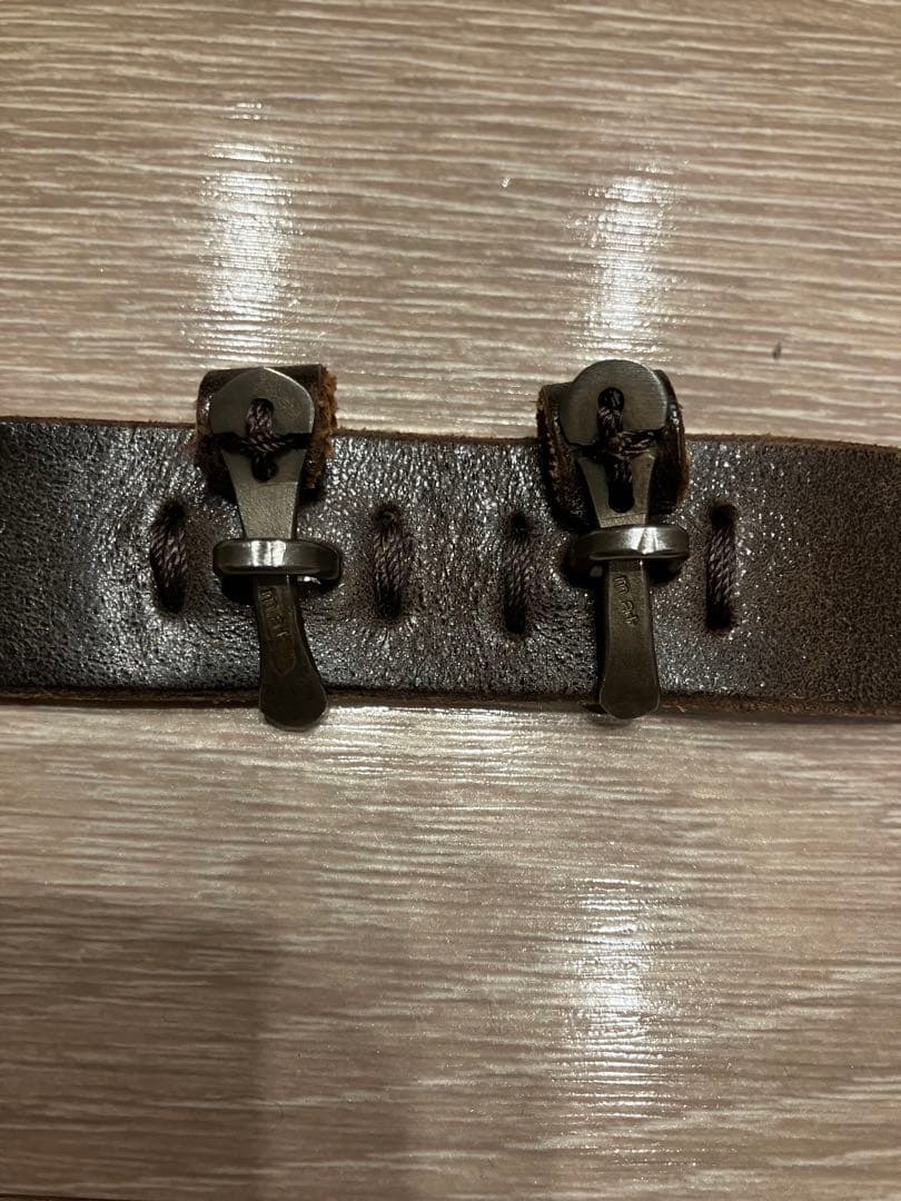 エムエークロスm.a+】ダークブラウン レザー ダブルバックル ベルト