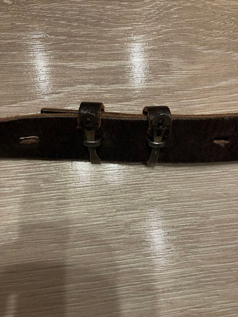 エムエークロスm.a+】ダークブラウン レザー ダブルバックル ベルト