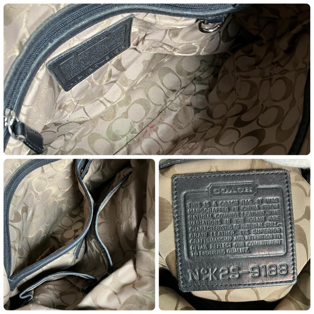 COACH オールドコーチ オールレザー ショルダーバッグ ブラック 斜め掛け