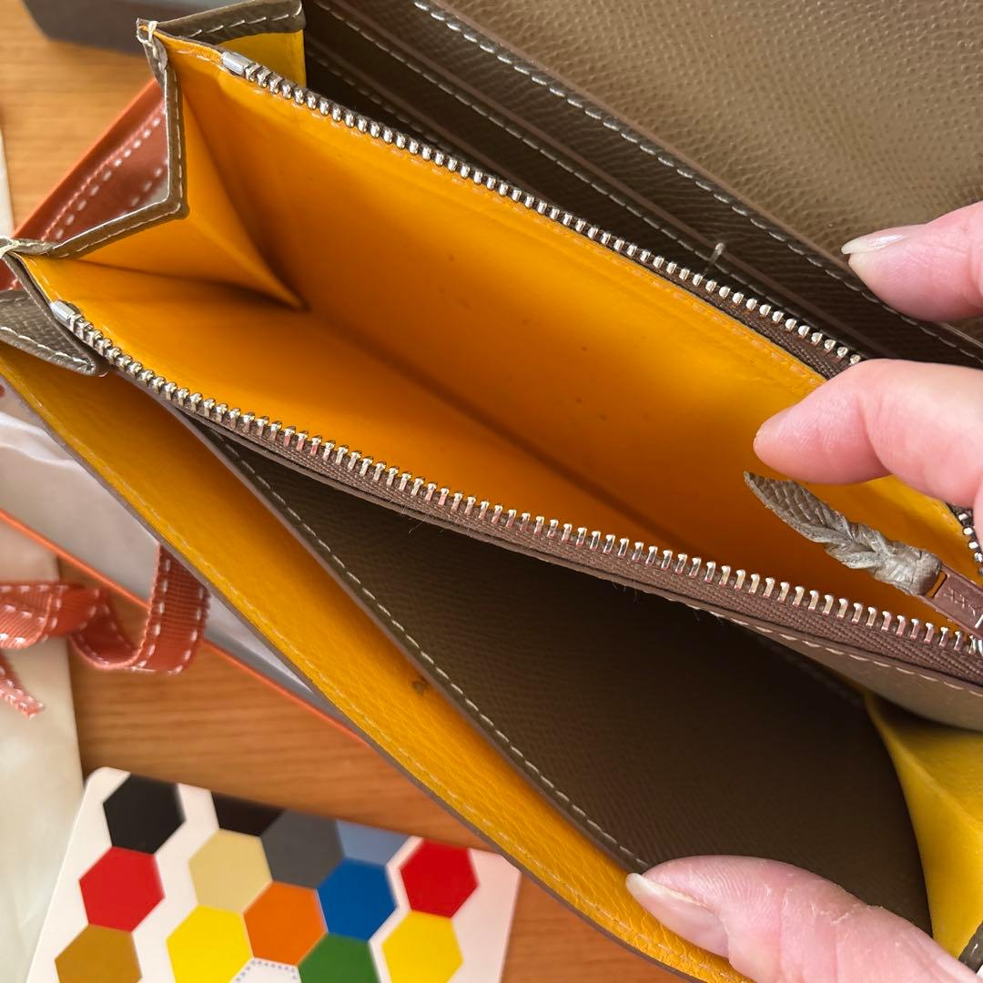 フレンチカーフ 最高級ロングウォレット ブルックリンミュージアム 長財布 トープ